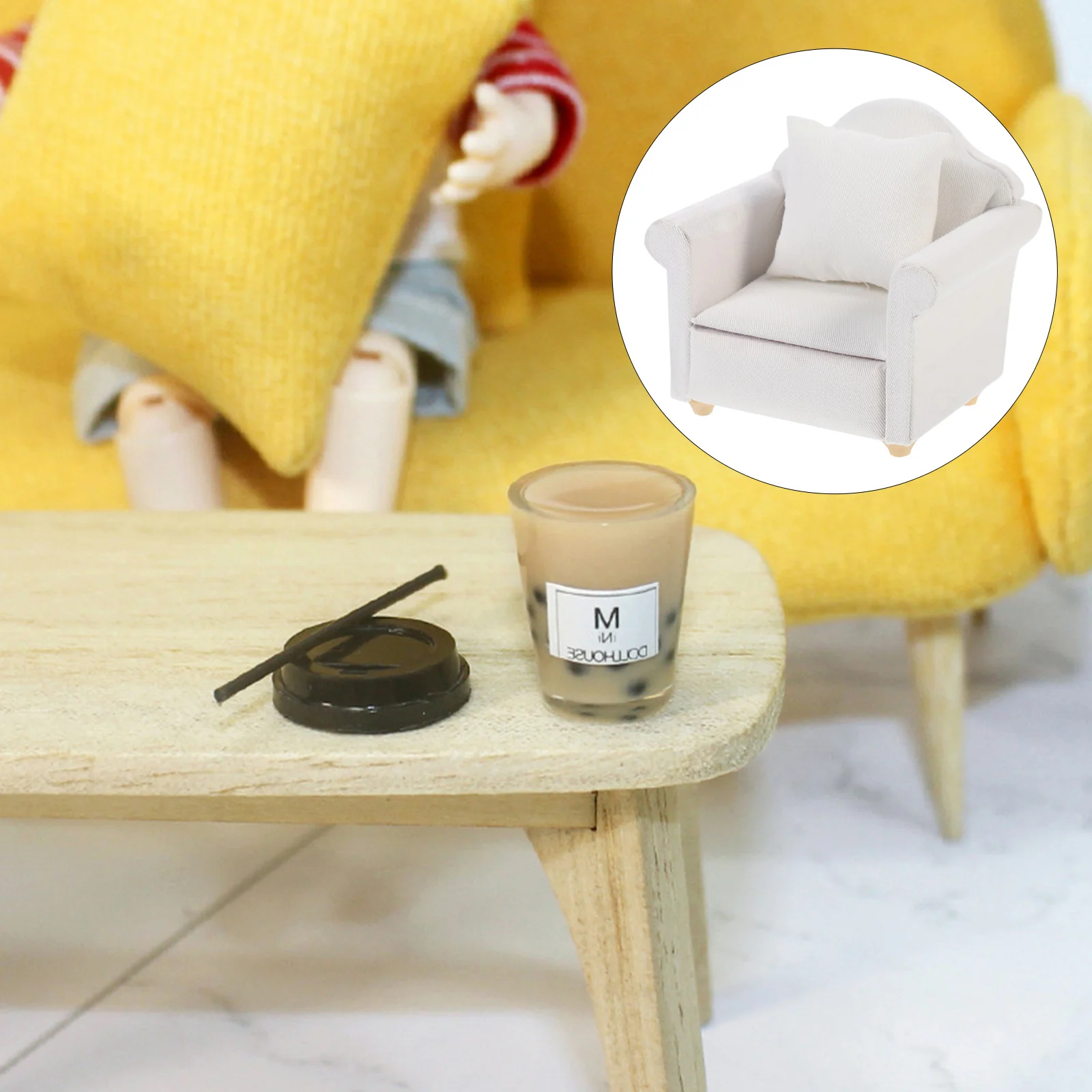 Mini Sofa Furniture House Single Desktop Decor Model Cotton Miniature Landscape Individual