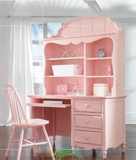 Solid Wood American European Mediterranean Pastoral Kids Solid Wood Furniture Bedroom Desk Bookshelf Study Table