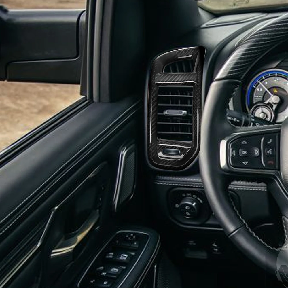 For Dodge Ram 1500 TRX 2019-2024 Real Dry Carbon Fiber Dashboard Both Side Air Outlet Panel Cover Car Modification Accessories