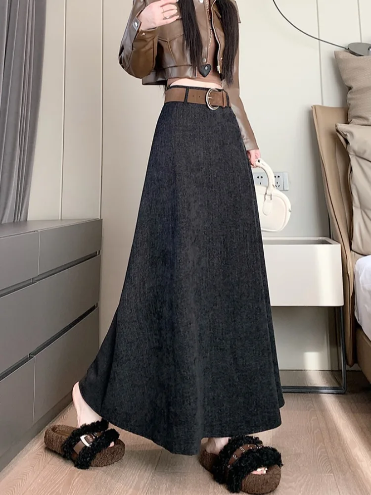 Jupe Fce taille haute pour femme, jupe drapée trapèze, coupe cintrée, longueur f, Vintage, douce et confortable, nouvelle collection automne hiver