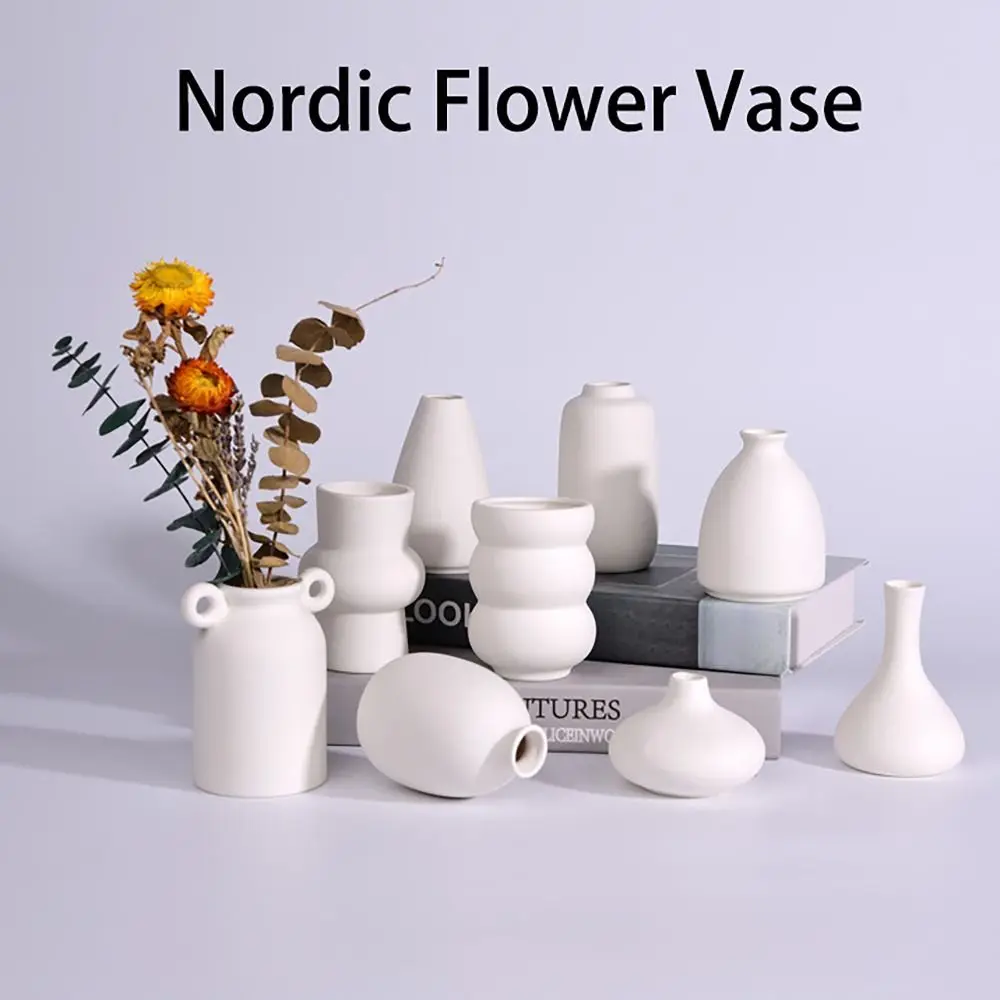 Nordic Style Ceramic Vase Ceramic Vase Dried Flower Decor Desktop Ornaments Table Flower Vase Bouquets Vases