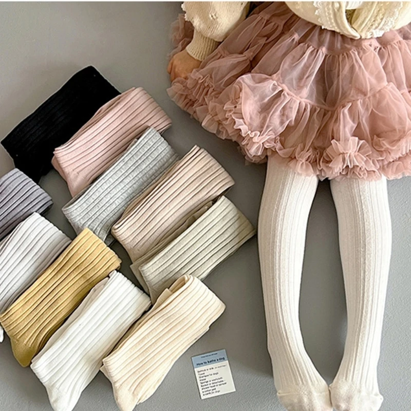 

Cable Knit Leggings for Girl Combed Cotton Stretchy Stockings 1-8Y Autumn Spring Sweet Pantyhose Kids Dress Long Socks