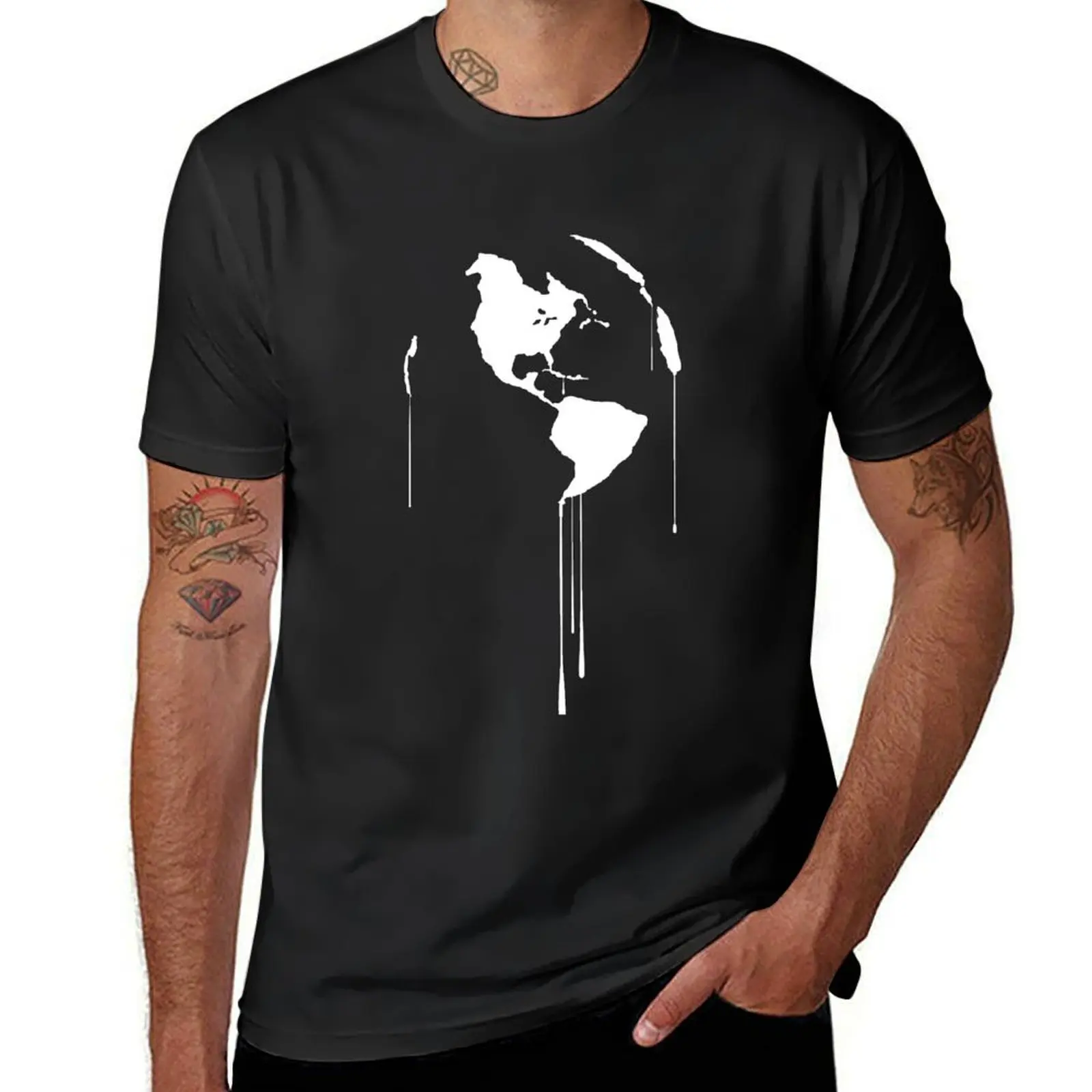 Splatter Earth 1 (white) T-Shirt funnys customs cute tops workout shirts for men