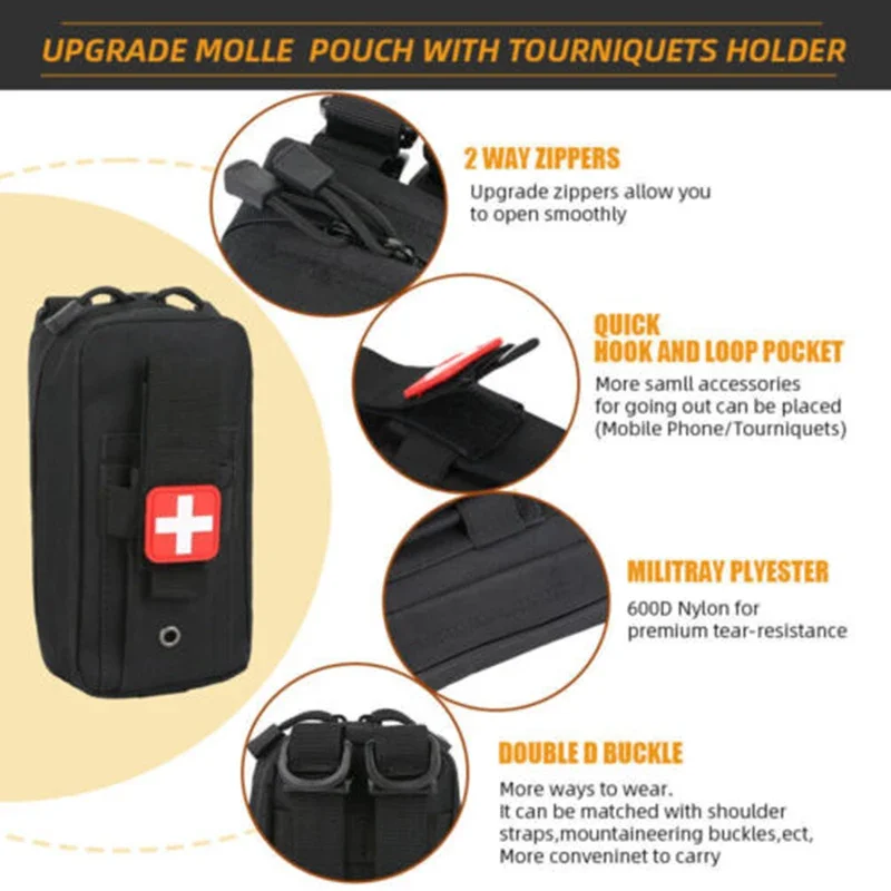 IFAK Trauma Survival Kit First Aid Medical Pouch Emergency Survival Gear Equipment with Molle Car Travel Hiking Tourniquetrats view 5