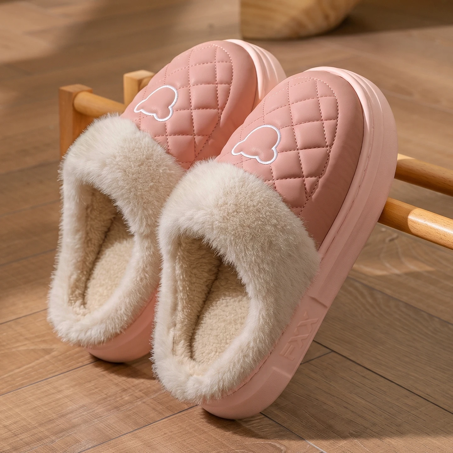 Herren Damen Winter Warme Hausschuhe Wasserdichte Plattform Dicke Sohle Fell-Slides Gemütliche Plüsch Rutschfeste Weiche Indoor Outdoor Baumwoll-Mules – Detail 7