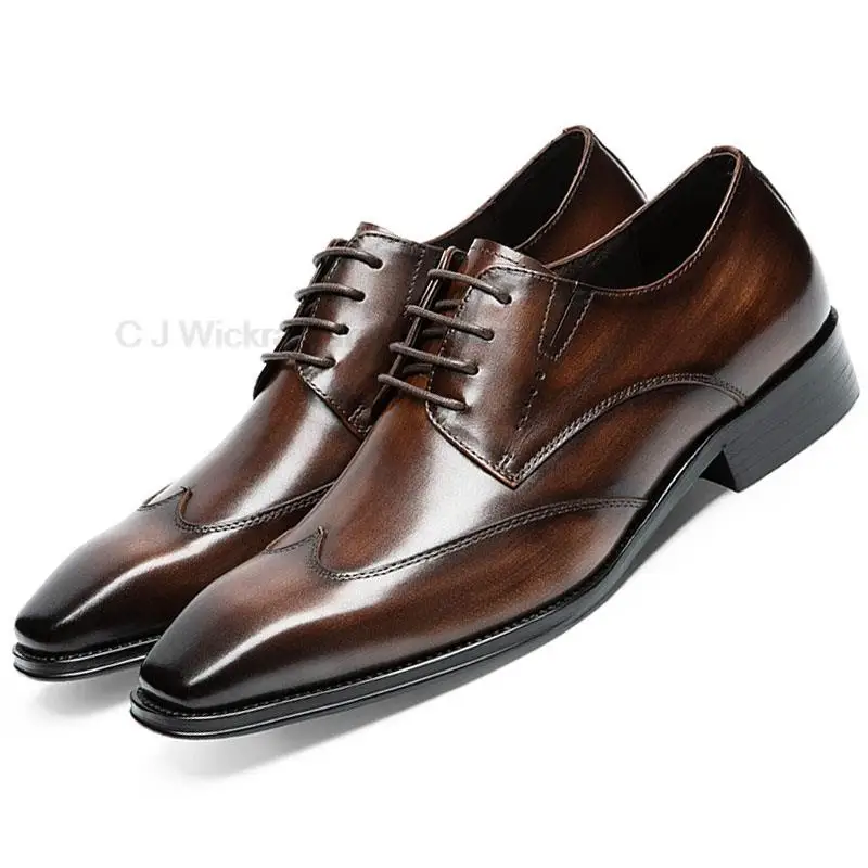 

Men's Business Shoes Lace Up Classic Retro oxford Shoes Mens Dress Office Leather Shoe Flats Men Wedding Party Oxfords Shoes Men