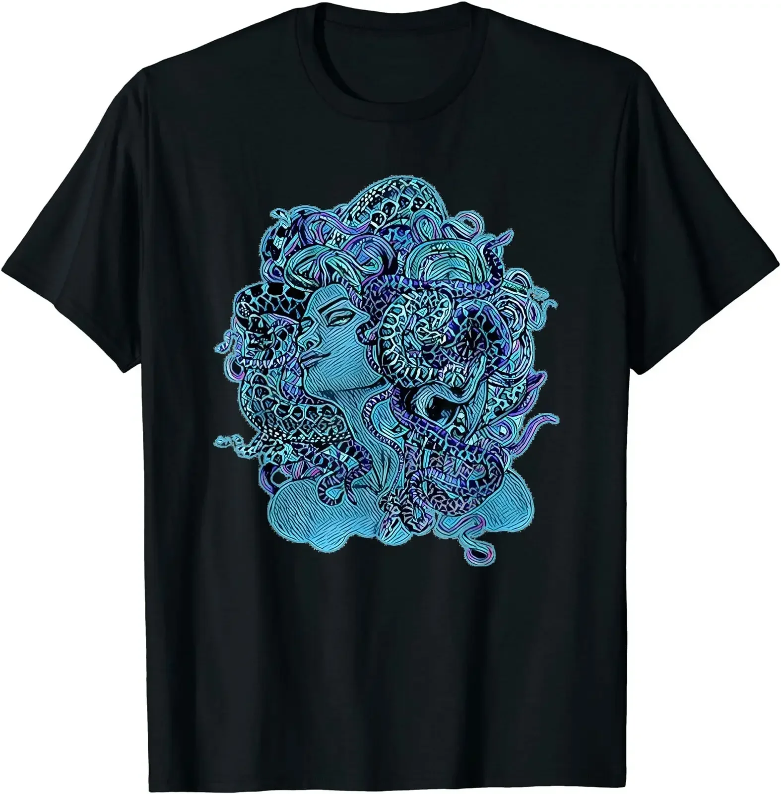 

Medusa Serpent Head Graphic Tee Cotton Round Neck Short Sleeve T-Shirt for Men