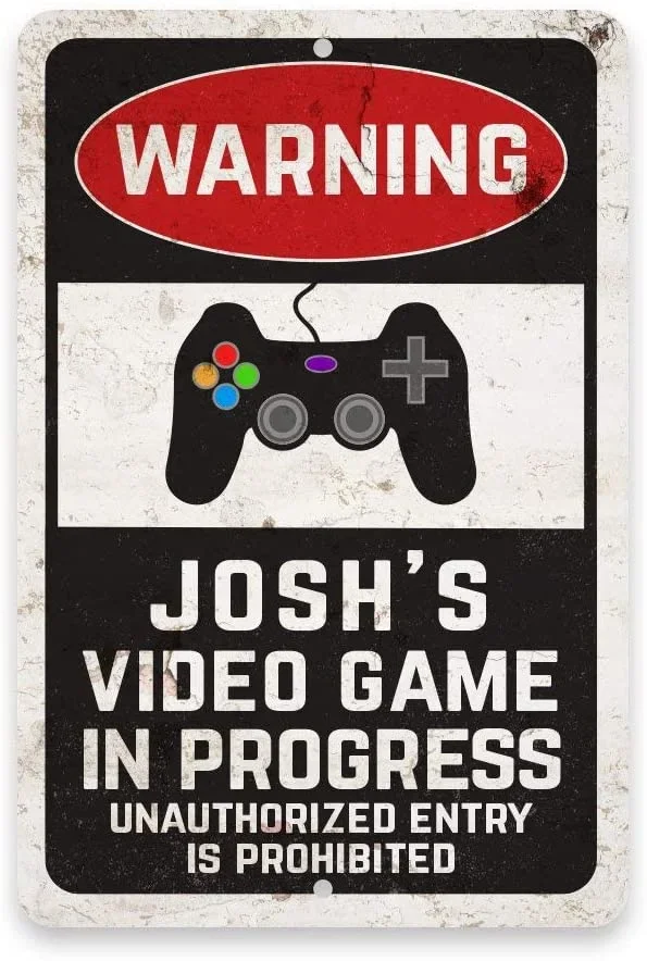 

Personalized Customizable Name for Kids Door Sign 8x12 Retro Video Game Room Vintage Metal Sign Wall Hanging (8x12, Metal)