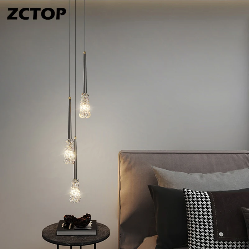 Full Copper Bedside Lights Modern LED Chandeliers Gold Black Pendant Light for Dining Room Kitchen Bar Hotel Decor Hanging Light