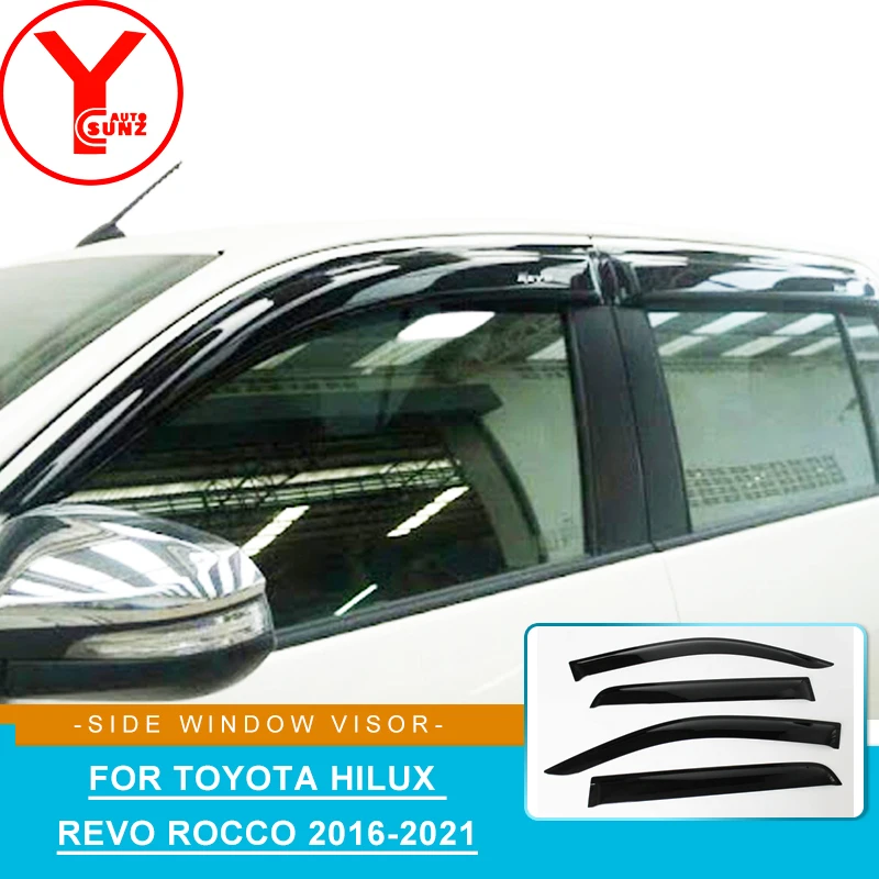 

Tuning Door Side Window Guard Deflectors Wind Deflector Car Vent visor For Toyota Hilux Revo Rocco 2016 2017 2018 2019 2020 2021