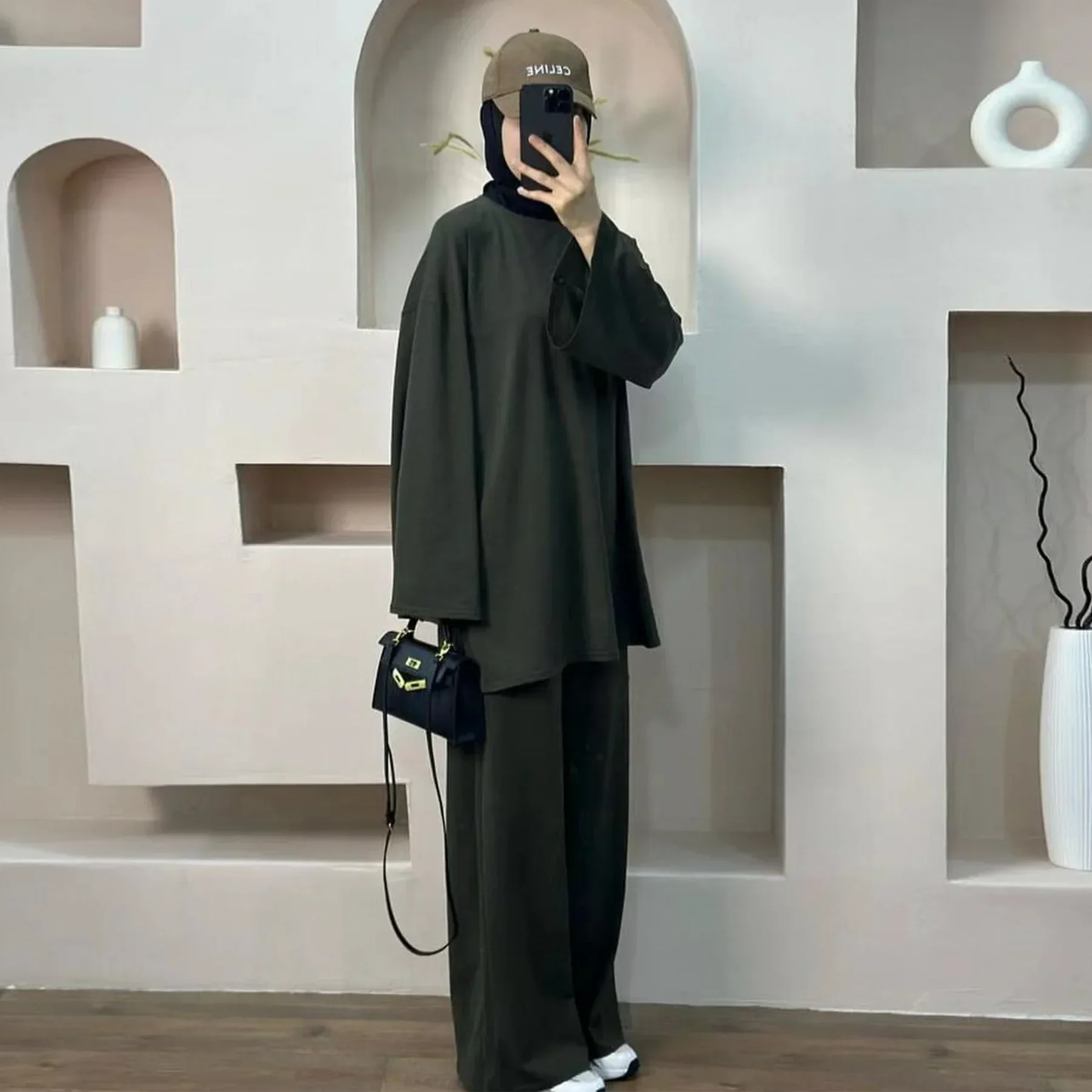 Abaya décontractée pour femmes musulmanes, ensemble de 2 pièces, haut et pantalon de Turquie, caftan de Dubaï, tenues islamiques