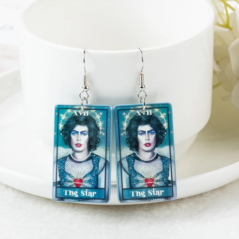 1Pair Drop Earrings Tarot Deck Card Crafts Sun Moon Star And The Lovers Divination Fashion Jewelry Gift