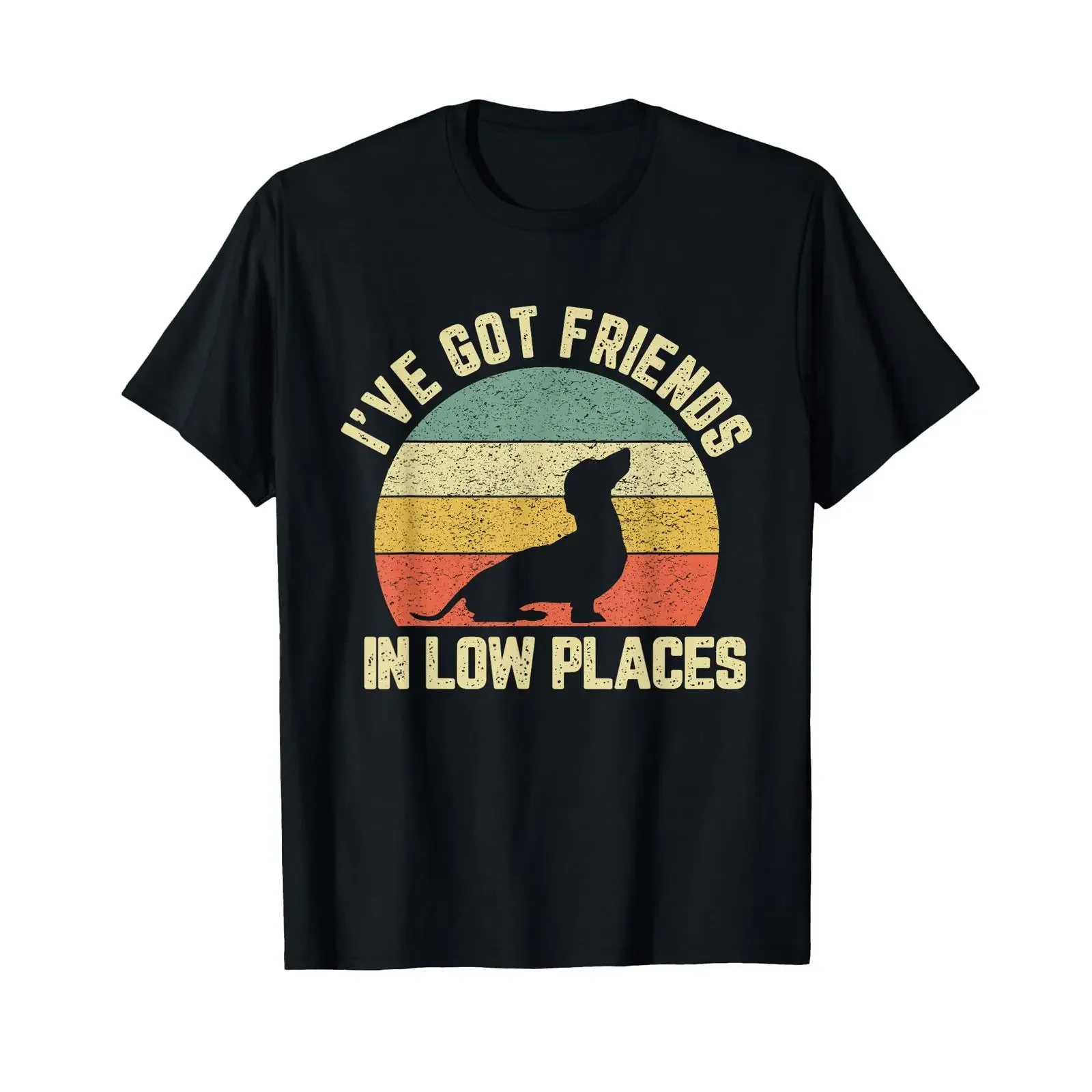 Vintage Funny Dachshund Weiner Dog Friends in Low Places T Shirt vintage Washed Stylish Breathable Soft Top For Everyday Wear