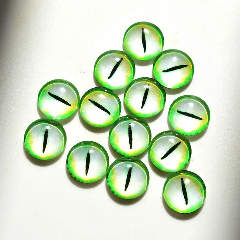 Lot de 200 cabochons ronds en verre - Œil de chat et de dragon - Pour