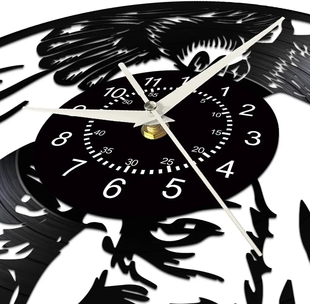 Wildlife Bald Eagle Clock Wall Decor,Modern Decorative Silent Eagle Vinyl Record Wall Clock for Man Cave Living Room Bedroom