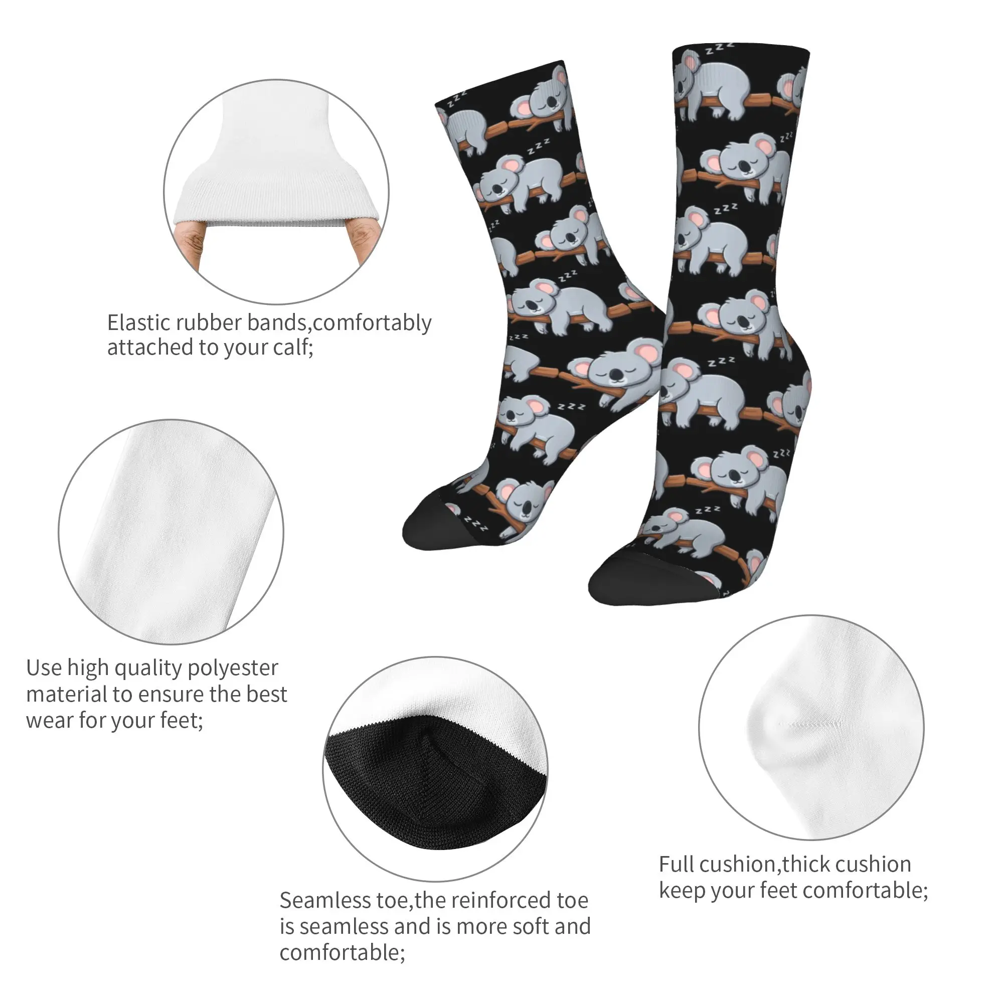 Cute Lazy Koala Bear Napping Dress Socks Men Women Polyester Fashion  Socks Novelty Spring Summer Autumn Winter Tube Stockings