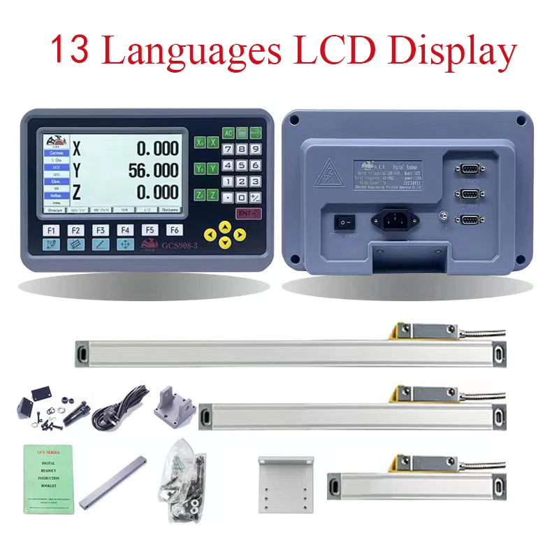 conjunto completo de leitura digital lcd de e eixos dro escala linear 501000 mm codificador linear regua para maquina de fresar torno pcs 01