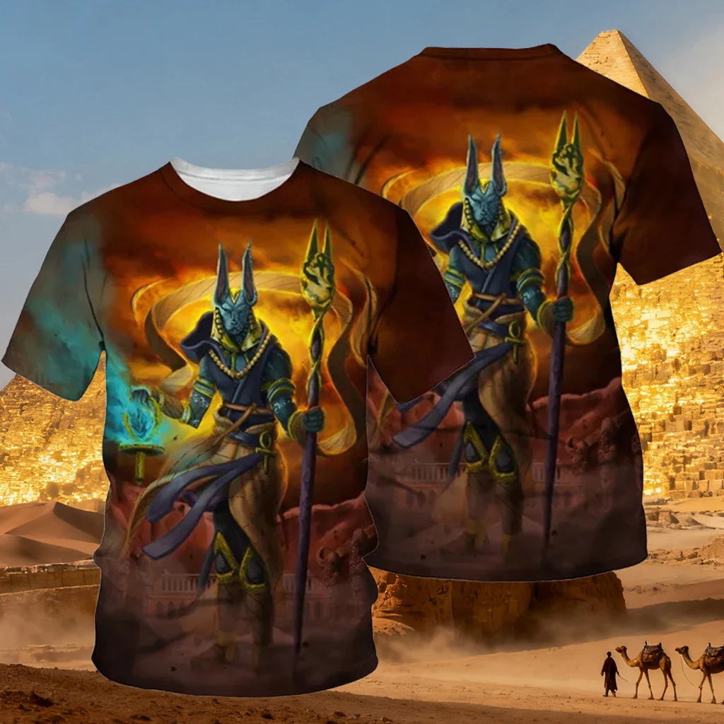 

Egyptian Style Fashion Printed Round Neck T-shirt New Adult/children Quick Drying Breathable Sport Running Fitness Training Top