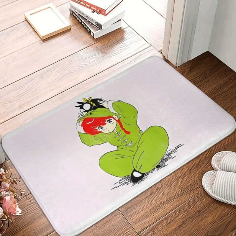 Ranma 1/2 Inspired Flannel Non-Slip Doormat - Machine Washable, Entrance Rug for Home Decor, Ideal for Bedroom & Bathroom