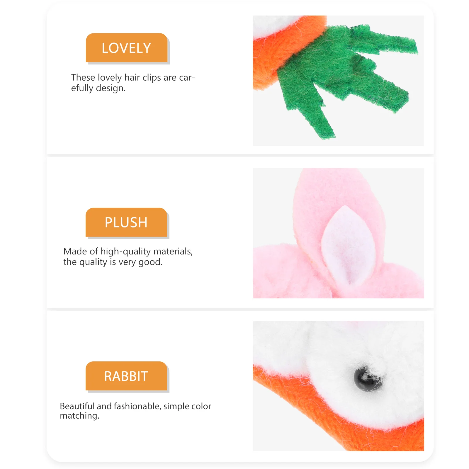 

4Pcs Rabbit Hair Clip Barrettes Cartoon Carrot Design Lightweight Hairpins Girls Hair Decorations Ideal for Salon Use and Gifts