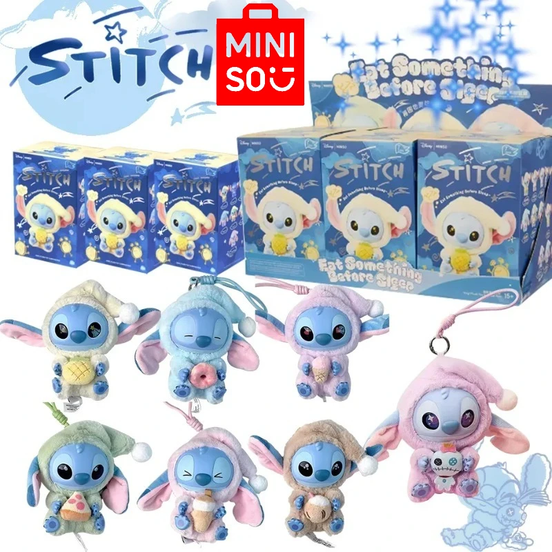 

Miniso Stitch Eat Something Before Sleep Series Слепая коробка Плюшевые виниловые игрушки Милая кукла Реплика Mystery Box Сумка Подвеска Декор Подарок