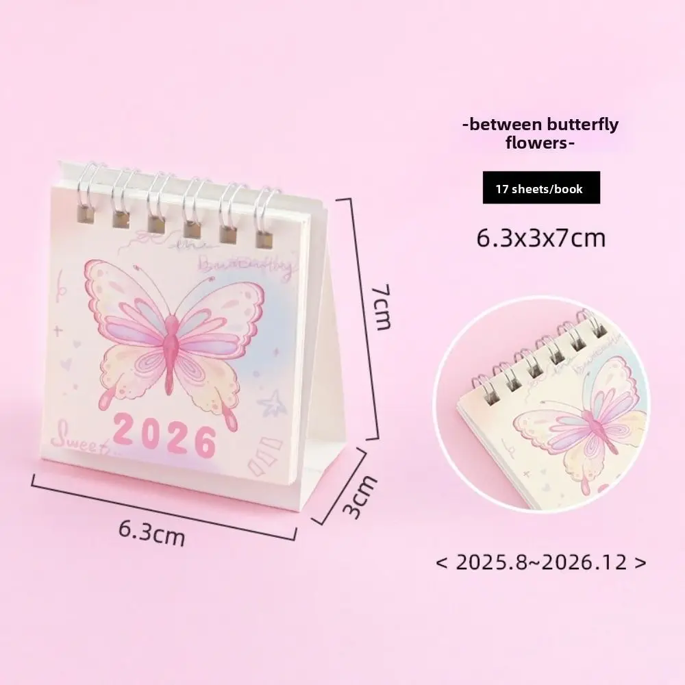

New Small 2026 Desk Calendar Standing Flip Cartoon Mini Calendar Desktop Decoration Schedule Planner for Gifts