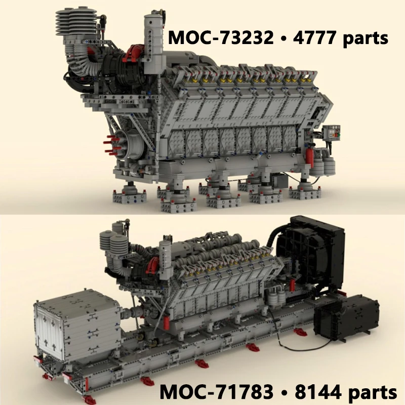 V16 Dieselmotor Klassieke Creatieve Bouwstenen High-tech MOC-73232 en MOC-71783 Model voor Volwassenen Speelgoed Perfect Kerstcadeau - afbeelding 2