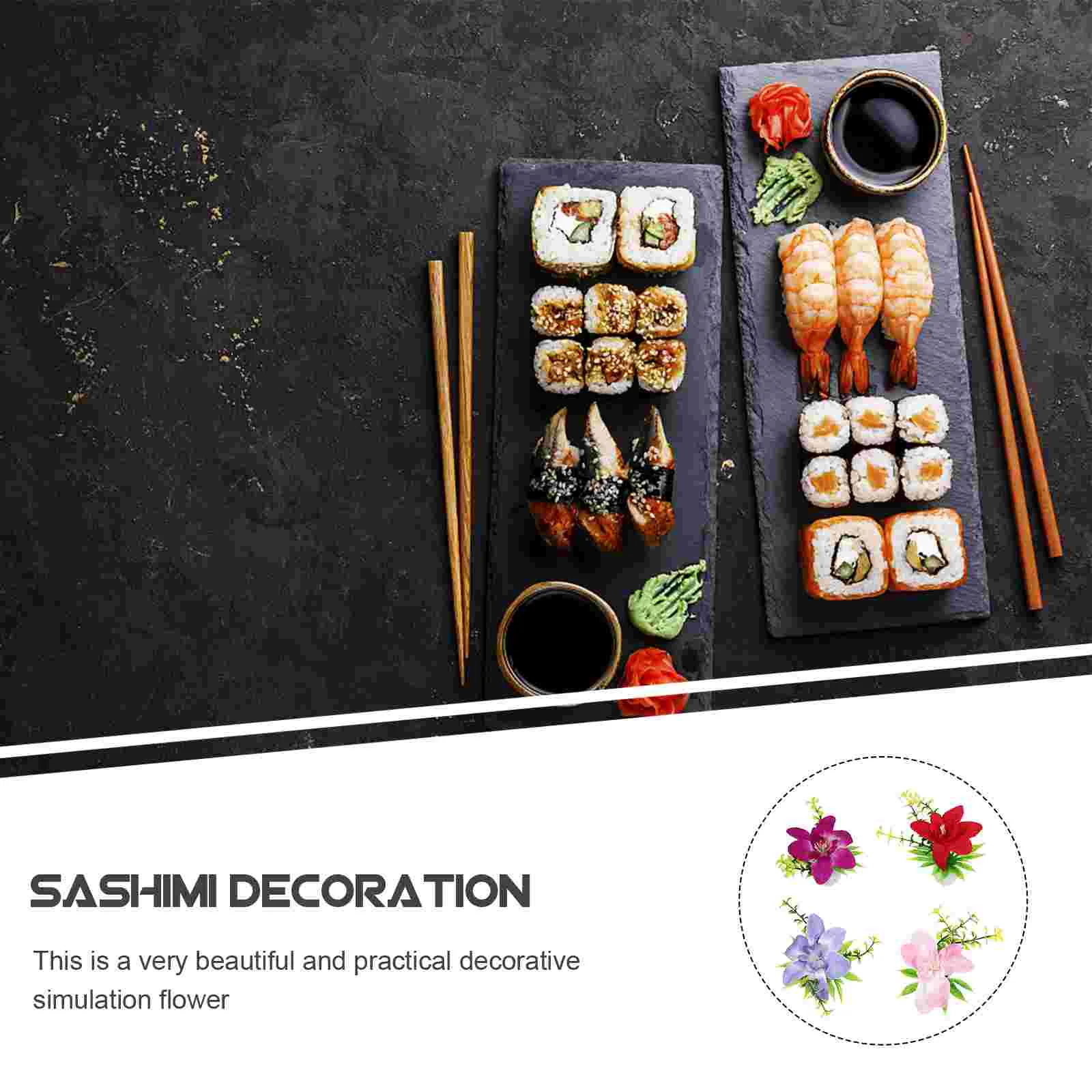4 Pcs Sushi Decoration Flower Plate Decorative Ornament Plants Adornments Artificial Decors Flowers Fake Hotel Supplies Sashimi
