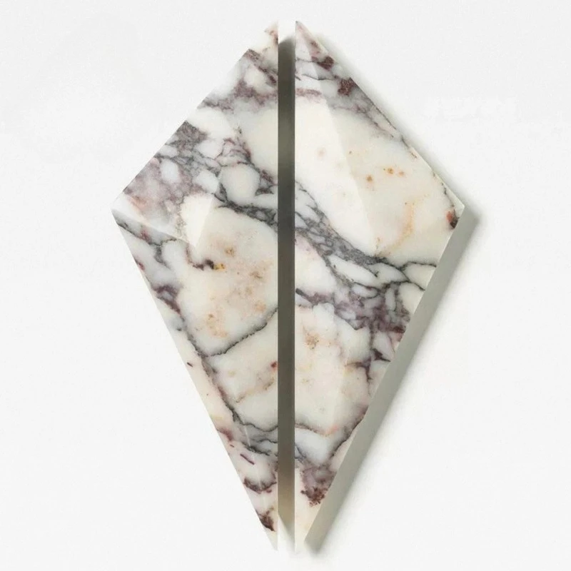 Minimalist Natural Marble Diamond Large Pull Handle Luxury Villa Wardrobe Door Knob High-Grade Travertine Wardrobe Door Pull