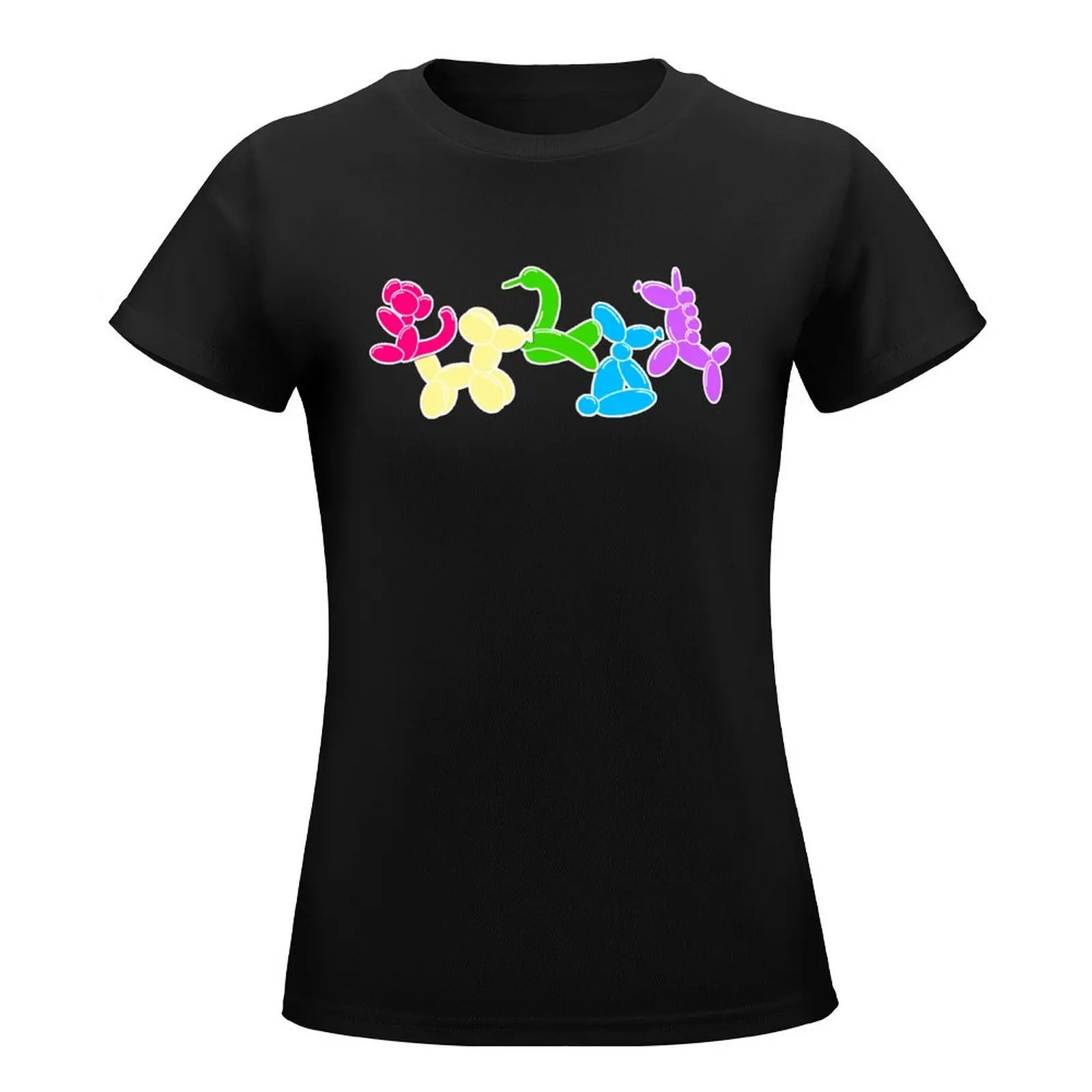 Classic Balloon Animals on Black T-Shirt summer tops hippie clothes tees rock and roll t shirts for Women