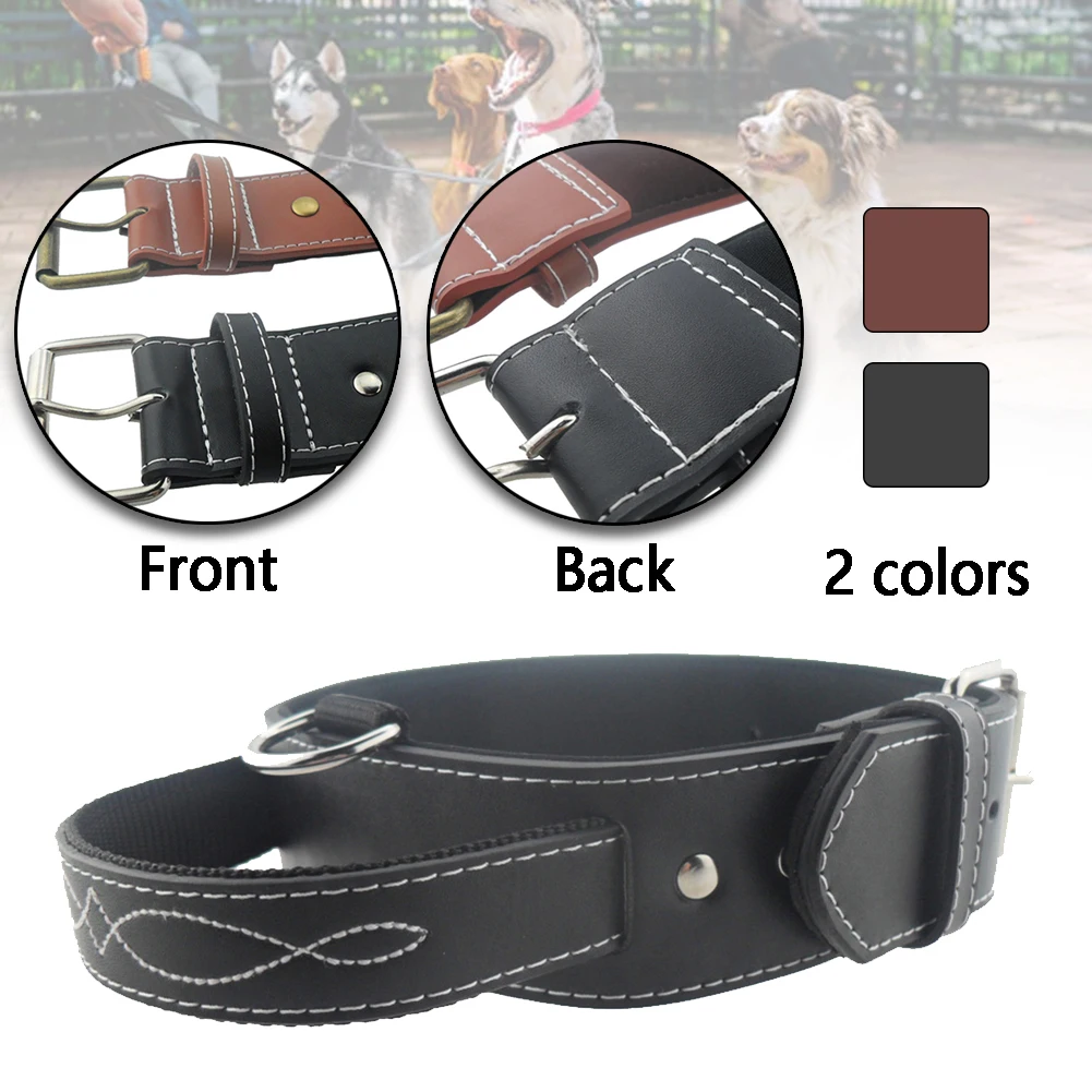 Medium Large Pet Soft Training With Handle Neck Strap Adjustable Buckle Home Dog Collar Artificial Leather Accessories Outdoor