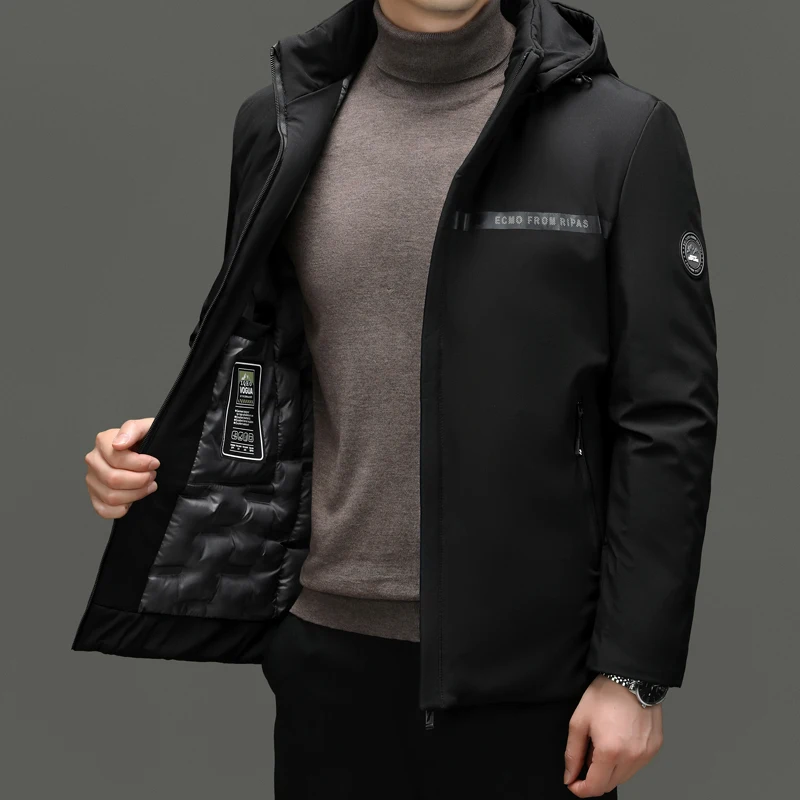 Jaqueta de capuz Windproof masculina, parka espessa e solta, algodão e veludo, casual, de negócios, inverno