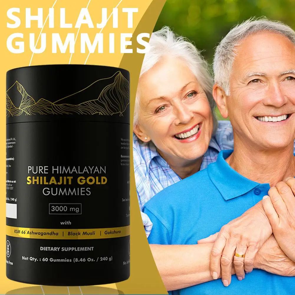 2 Bottles 3000mg Pure Himalayan Shilajit Gummies Minerals Supplement For Energy,Muscle Strength &Immunity, Endurance For Adult