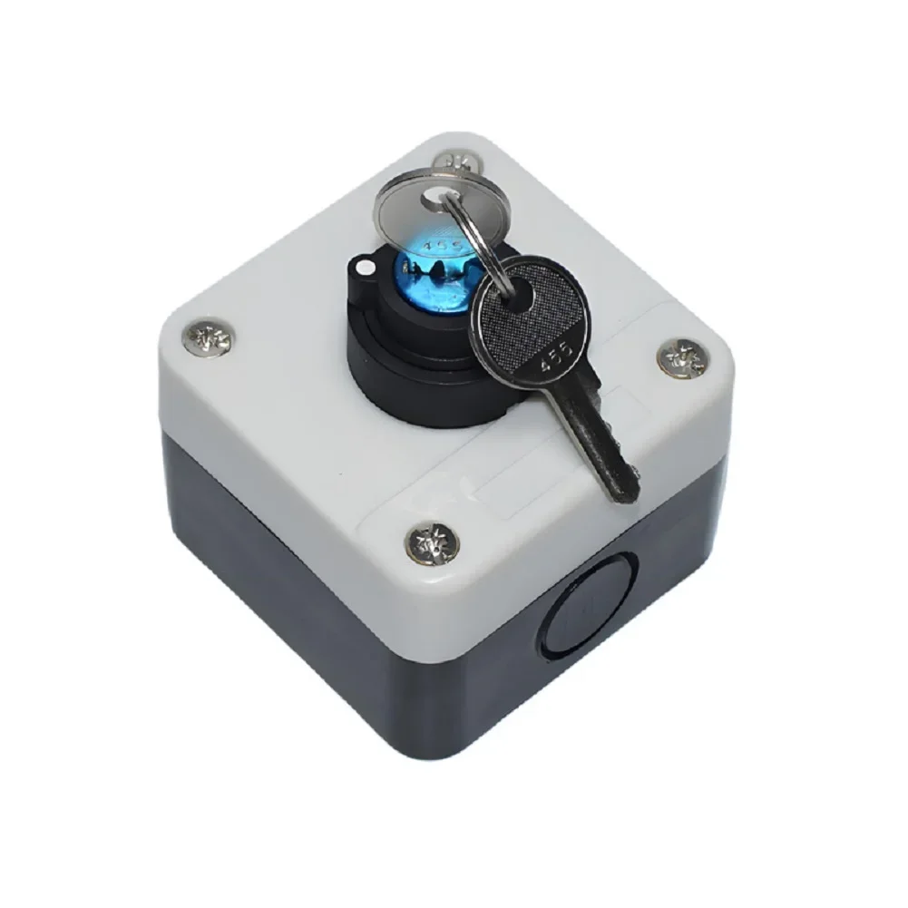 Two Position Key Rotary Switch Box 10A Waterproof Housing with Pre-Punched Knockouts for Secure Cable Management