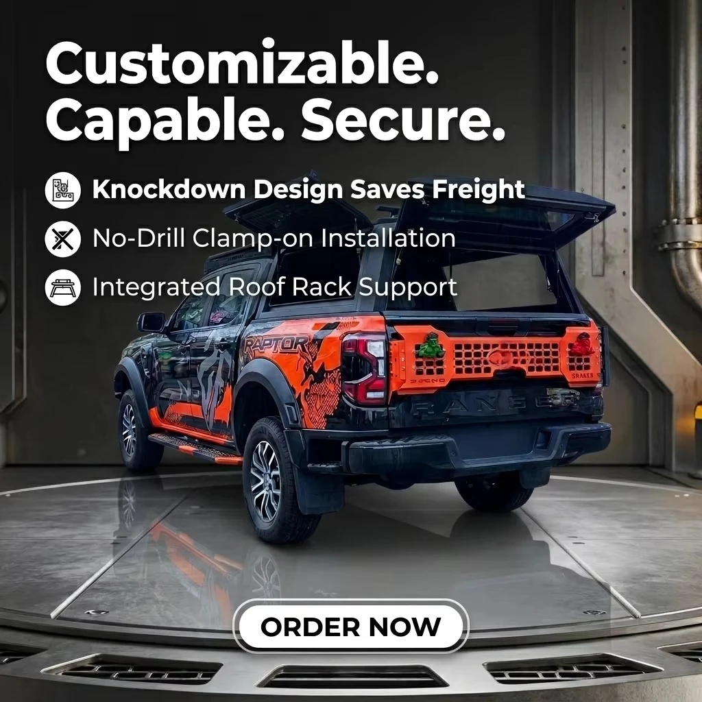 Professional Modular Aluminum Pickup Canopy for  Ranger 2023+ Next-Gen Heavy Duty Offroad Hardtop Truck Bed Cap Ute Topper