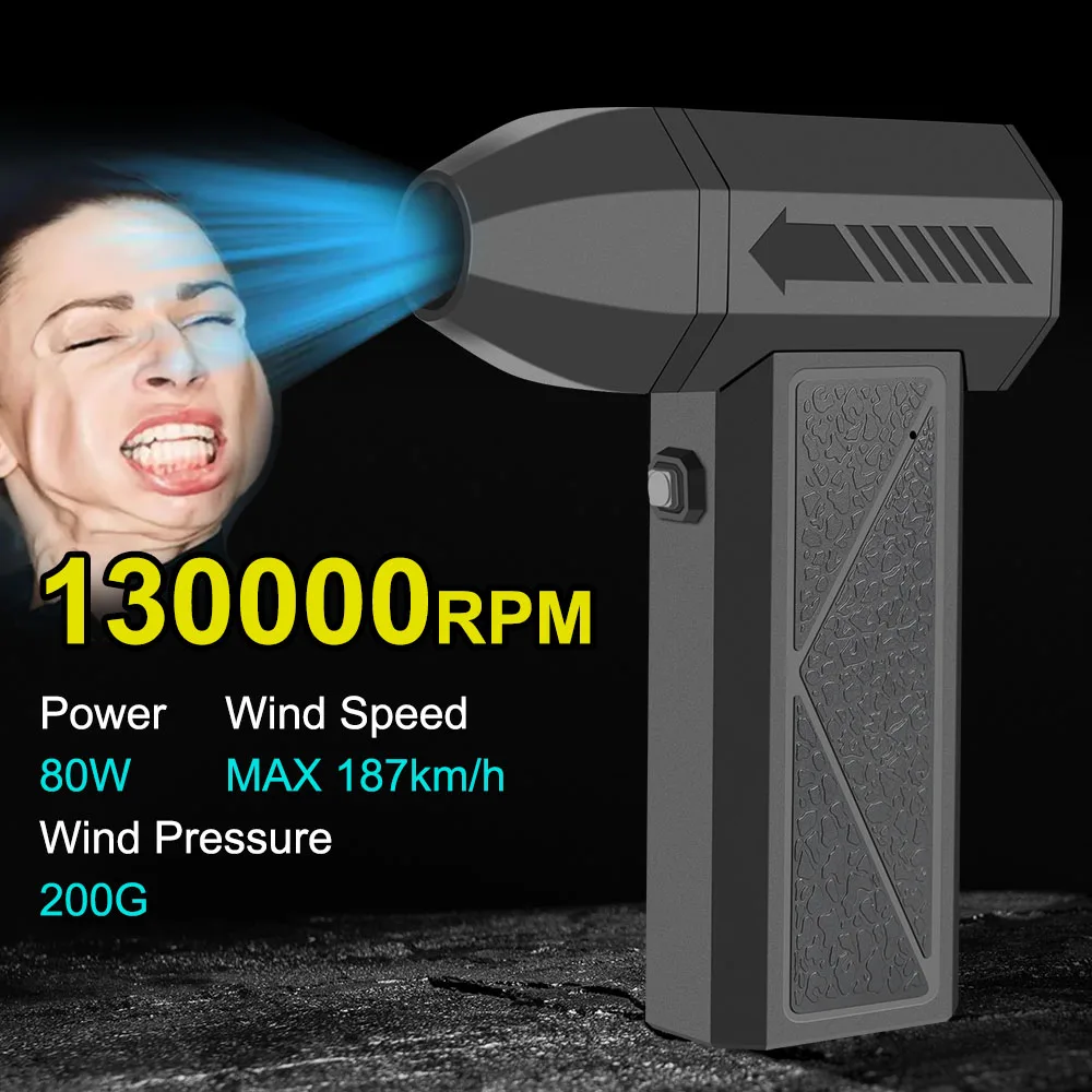 

Car Snow Blowing 130000RPM Portable Turbo Jet Fan Electric Air Duster Type-C Charging Strong Blowing Cleaning Blower Tool 80W