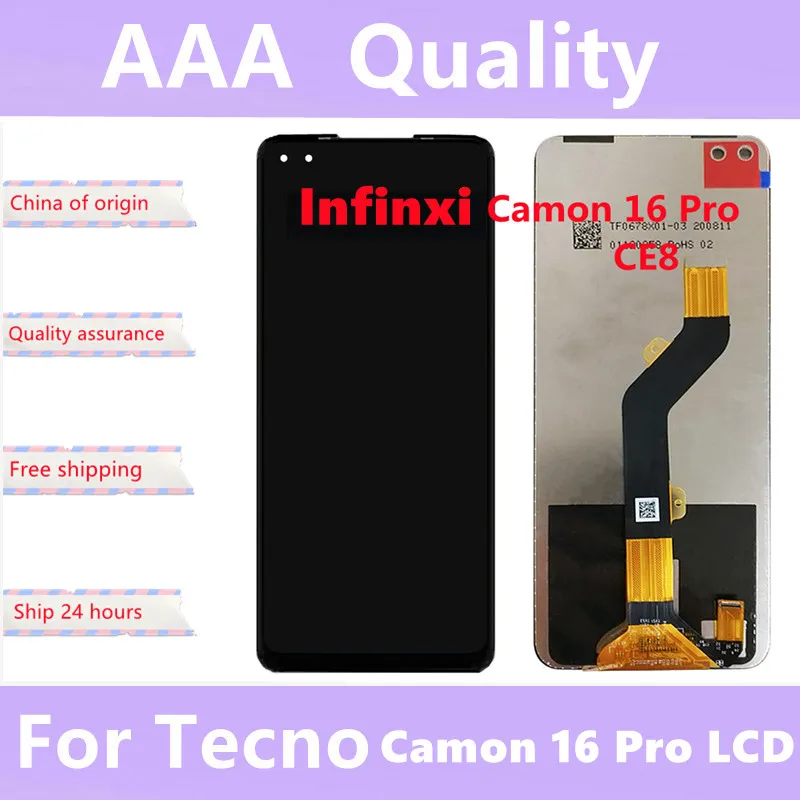 

100% протестированный Оригинальный ЖК-экран для Tecno Camon 16 Pro CE8, сенсорный экран в сборе, дигитайзер для camon 16 pro, ЖК-дисплей