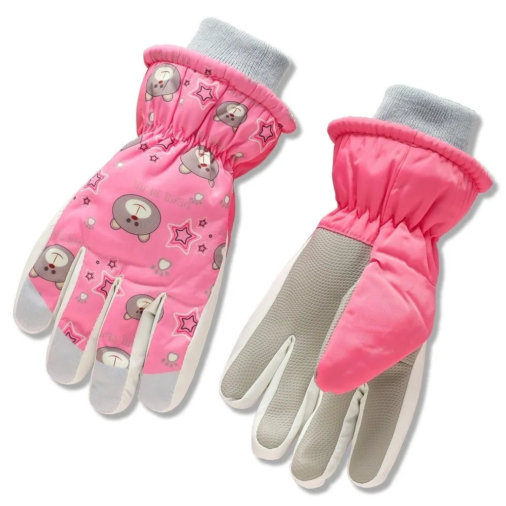 

Новые лыжные перчатки с милым медведем, плюшевые ветрозащитные велосипедные варежки, теплые холодостойкие зимние перчатки для детей
