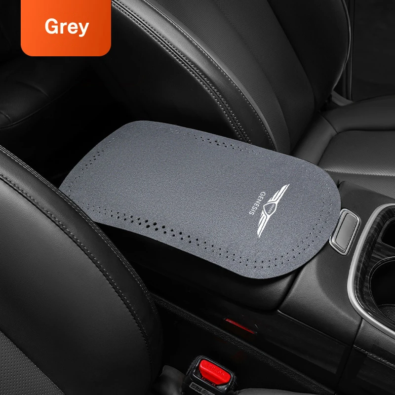 Suede Car Armrest Box Pad PU Leather Center Console Cover Elbow Rest Cushion For GENESIS Coupe G70 G80 GV60 G90 GV70 GV80 EV BH