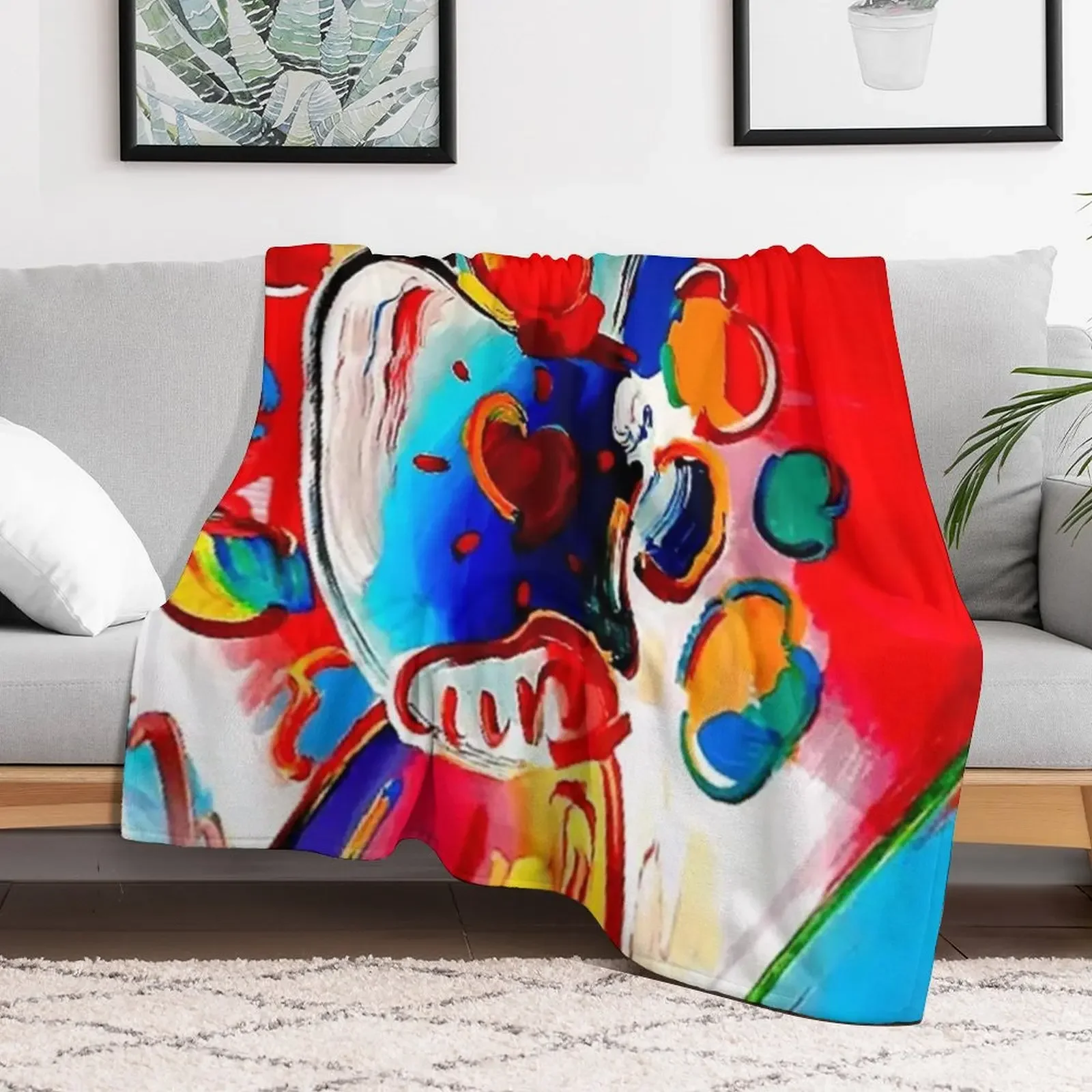 Peter Max Angel with Heart Throw Blanket Wrinkle Resistant Lightweight Blanket