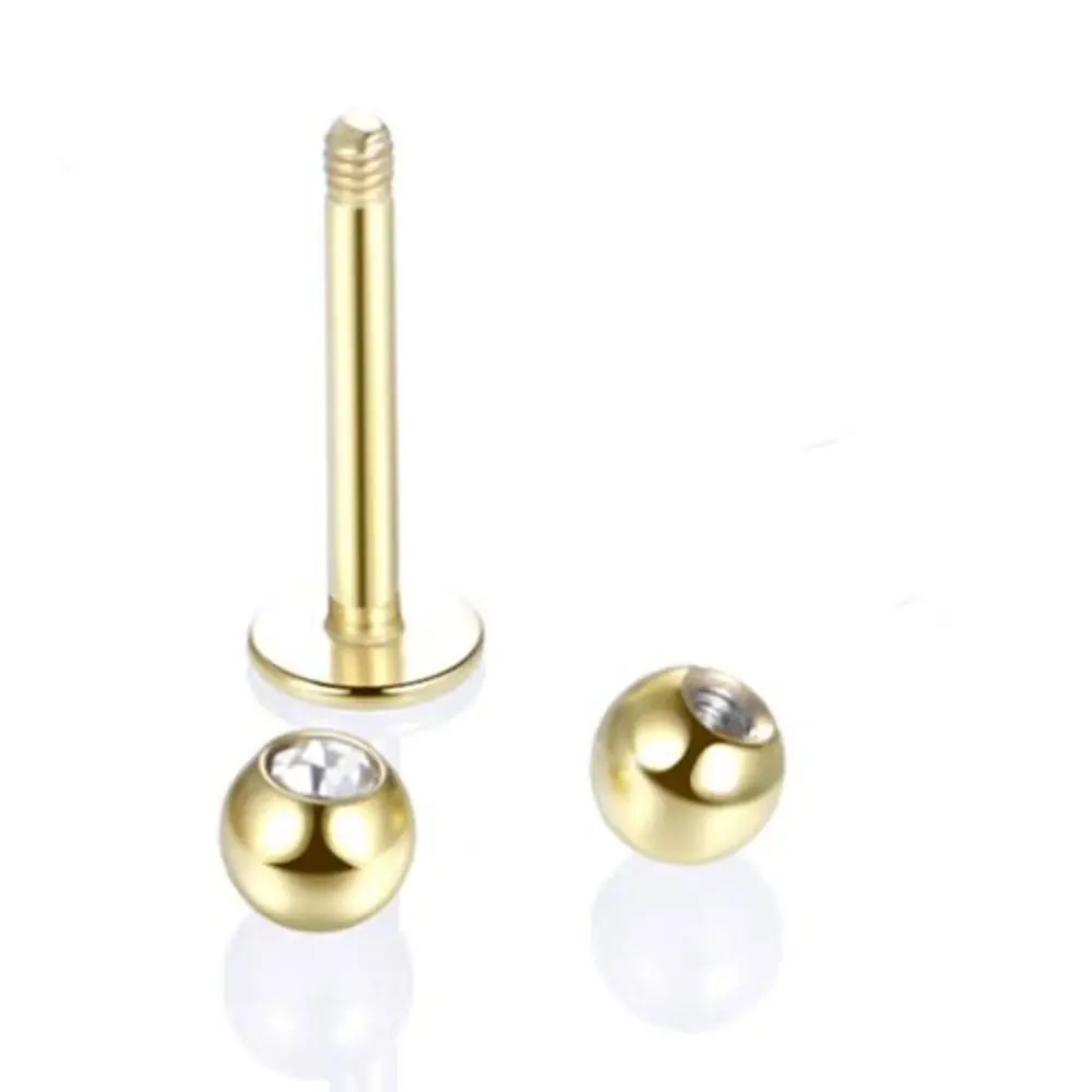 Set with Diamonds Gem Lip Stud Hot Sale Stainless Steel Piercing Nose Stud Gem Ear Ring Nose Lip Ear