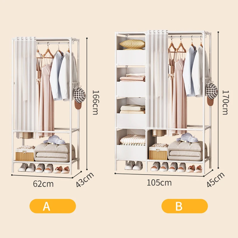 Large Capacity Mordern Simple Wardrobe With Dust-Proof Cloth Home Furniture Storage Rack Clothes Hanger For Bedroom