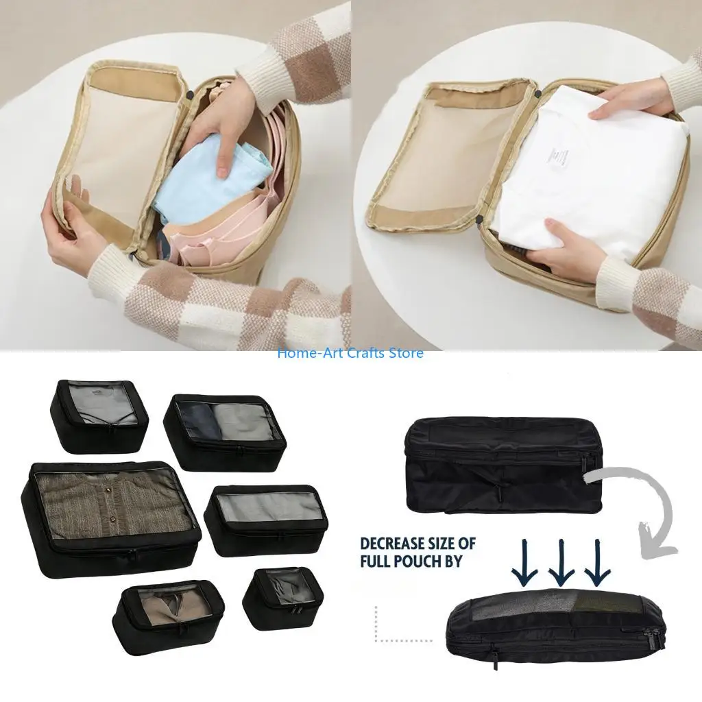 Y3NA 6 Piece Portable Bag System With Separate Sections For Simple Packing