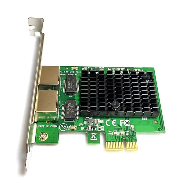 

PCIE to 2.5Gb NetworkCard 2.5Gbps DualPort Ethernet Adapter RTL8125 Chip 10/100/1000Mbps/2.5G for Desktop PC Fast