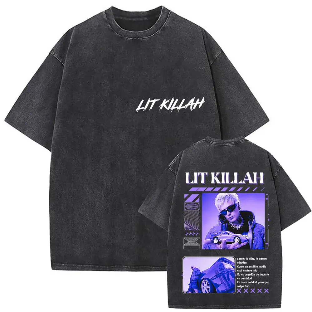 

Rapper Lit Killah Tour 2025 Album Cover T-shirts Mens Clothing Casual High Quality Y2K Shirts Vintage Oversized Washed Loose Tee
