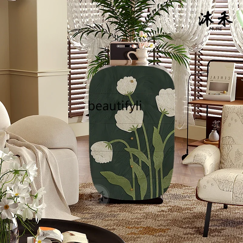 

ss8350 French retro style plant flower small apartment chest living room side cabinet bedroom room locker