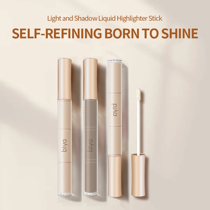 Biya Contour Stick Waterproof Liquid Cream Texture Shimmer Highlighters Shadow Cosmetics For Brightening Contour Illuminator