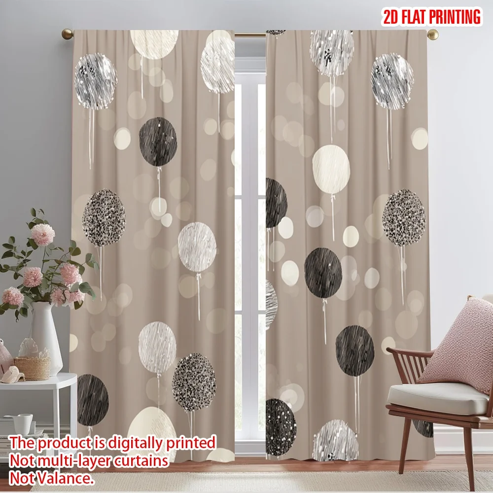 2pcs,2D plane printing Print Curtains Abstract Circle Fusion Versatile Fabric (without rod) Decorations Outdoor Ldeal for