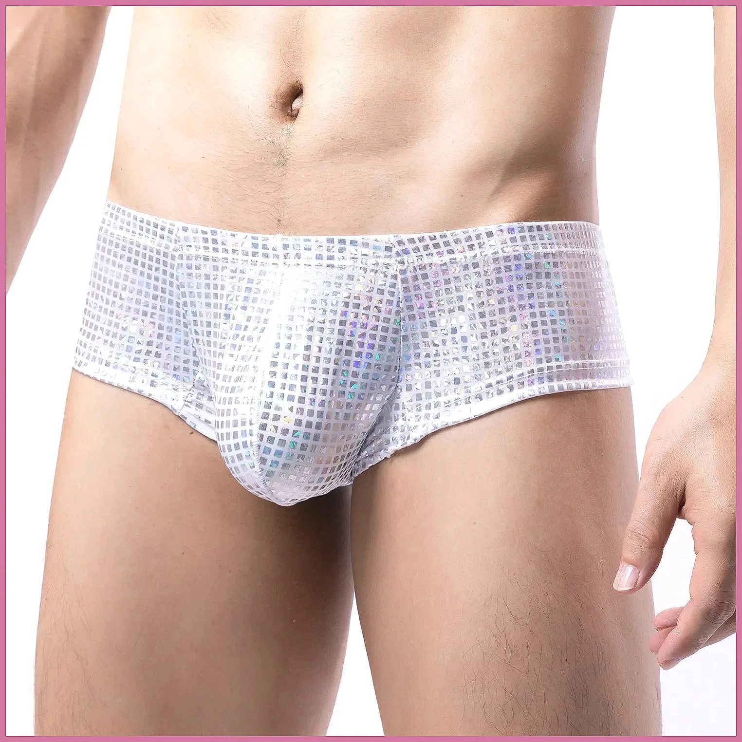 

Мужские блестящие трусы-боксеры для дискотек, сексуальное нижнее белье из искусственной кожи с большим вырезом для клубных вечеринок и выступлений