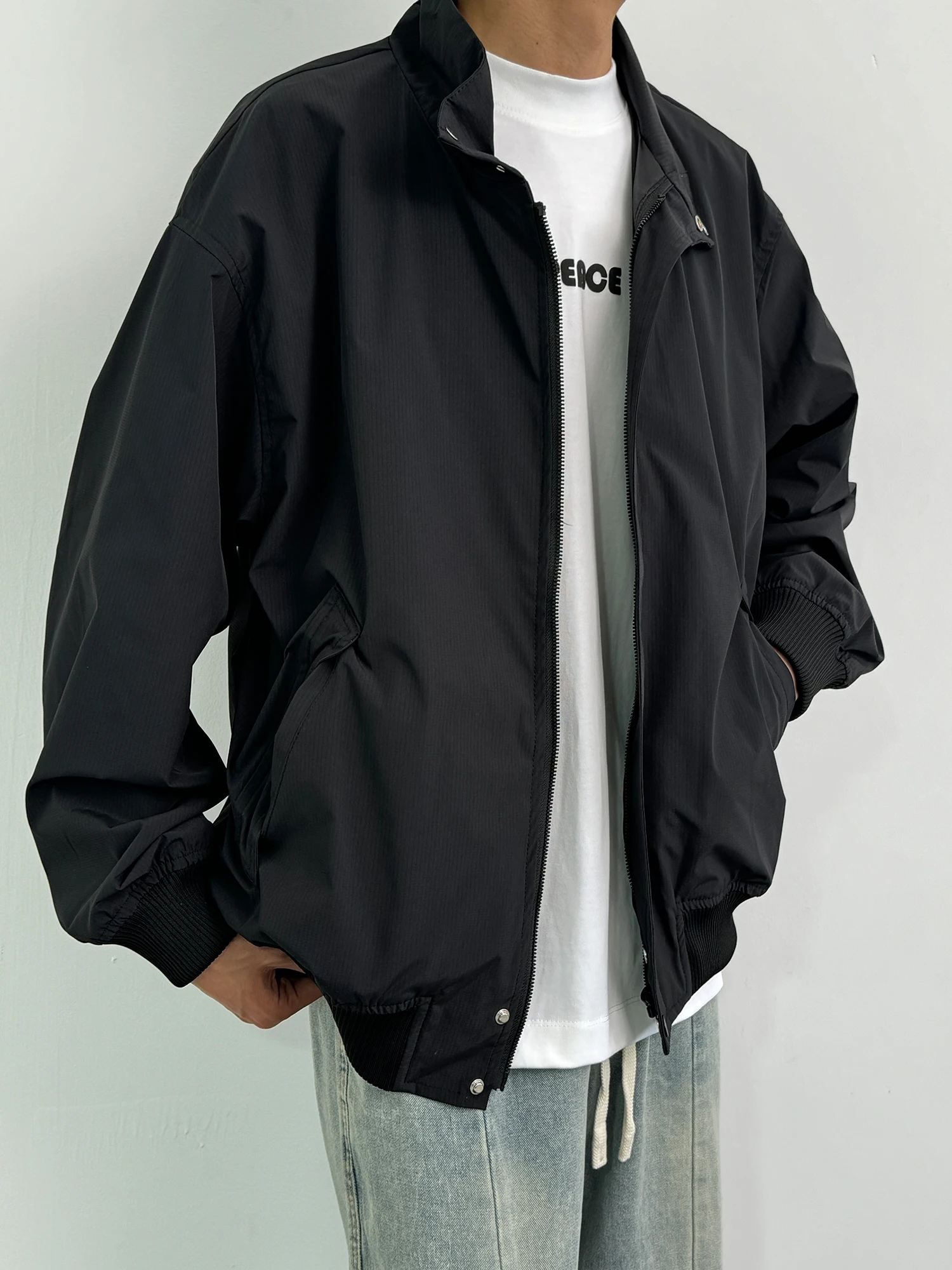 

American Sle Pilot Jaet Men's Spring Autumn New Loose Casual Stand Collar Top Faionable Brand Youth Full Sve Zipper